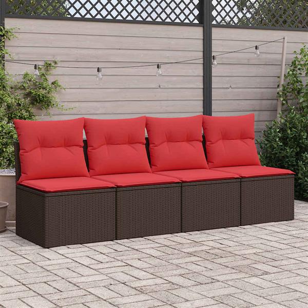Grote foto vidaxl 2 delige loungeset met kussens poly rattan acacia bruin tuin en terras tuinmeubelen