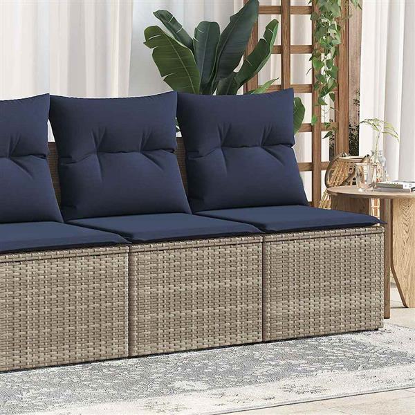 Grote foto vidaxl 2 delige loungeset met kussens poly rattan acacia grijs tuin en terras tuinmeubelen