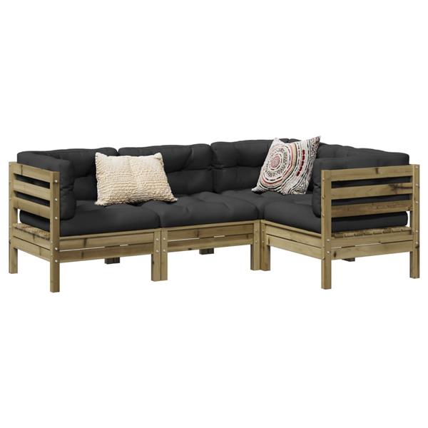 Grote foto vidaxl 4 delige loungeset met kussens ge mpregneerd grenenhout tuin en terras tuinmeubelen