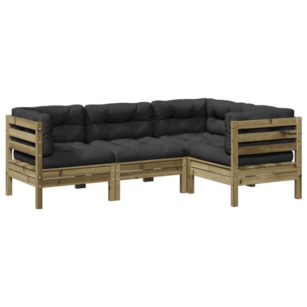 Grote foto vidaxl 4 delige loungeset met kussens ge mpregneerd grenenhout tuin en terras tuinmeubelen