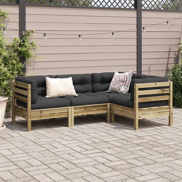 Grote foto vidaxl 4 delige loungeset met kussens ge mpregneerd grenenhout tuin en terras tuinmeubelen