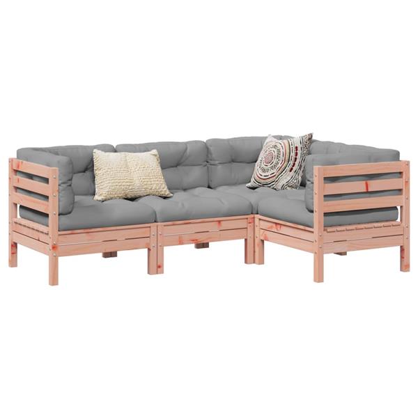 Grote foto vidaxl 4 delige loungeset met kussens massief douglas vurenhout tuin en terras tuinmeubelen