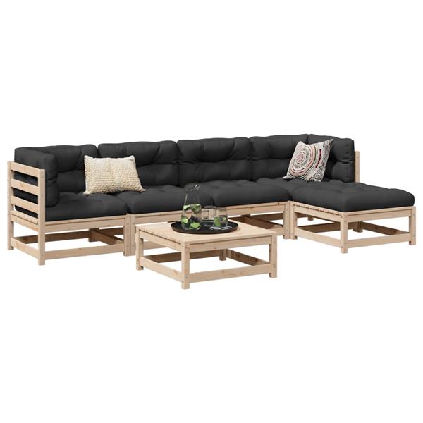 Grote foto vidaxl 6 delige loungeset massief grenenhout tuin en terras tuinmeubelen