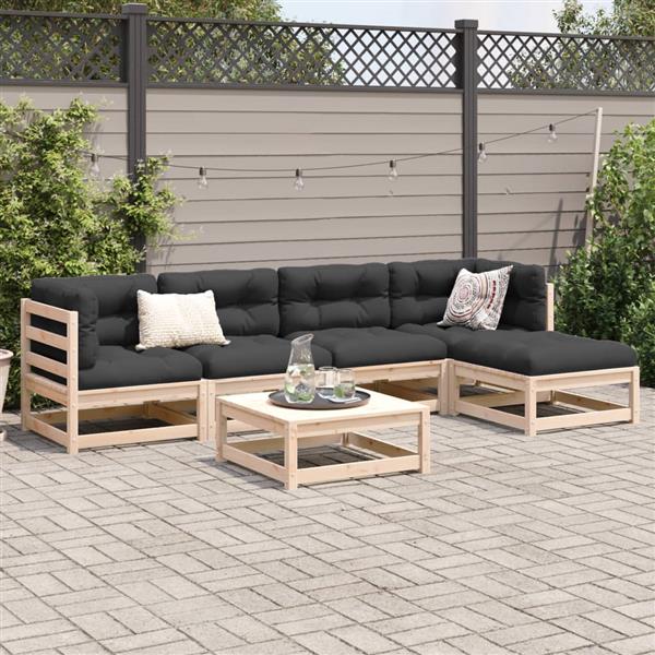Grote foto vidaxl 6 delige loungeset massief grenenhout tuin en terras tuinmeubelen