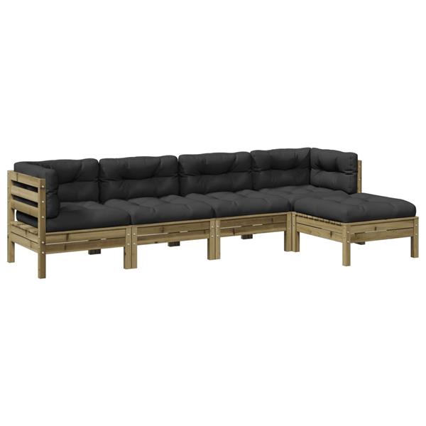 Grote foto vidaxl 5 delige loungeset met kussens ge mpregneerd grenenhout tuin en terras tuinmeubelen