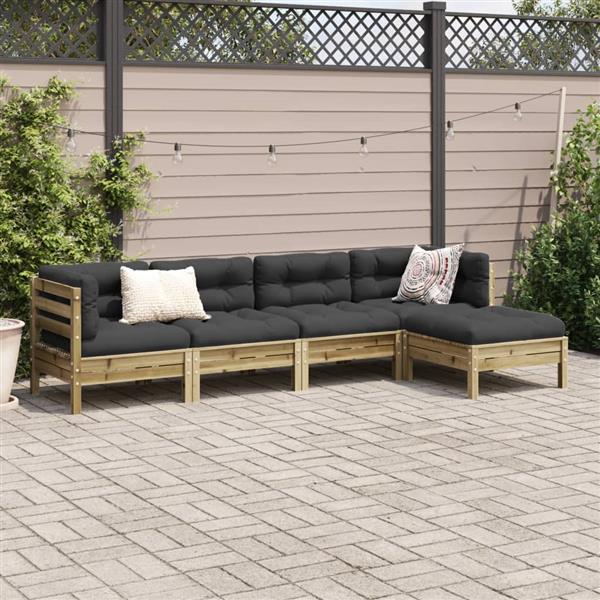 Grote foto vidaxl 5 delige loungeset met kussens ge mpregneerd grenenhout tuin en terras tuinmeubelen