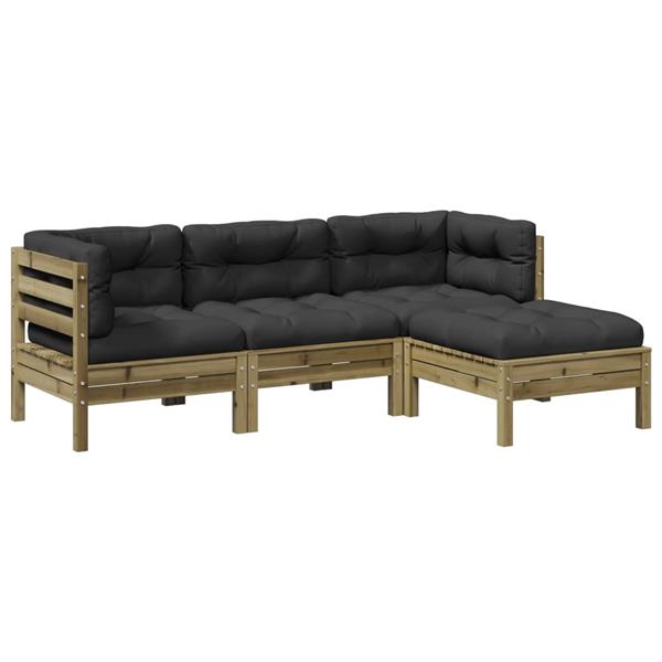 Grote foto vidaxl 4 delige loungeset met kussens ge mpregneerd grenenhout tuin en terras tuinmeubelen