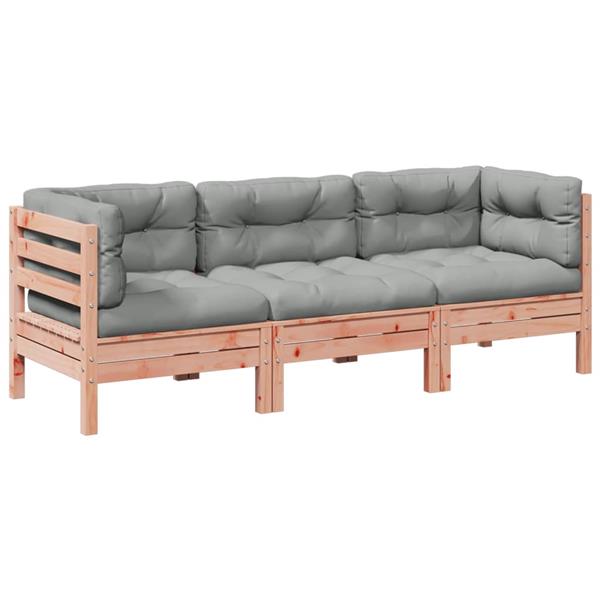 Grote foto vidaxl 3 delige loungeset met kussens massief douglas vurenhout tuin en terras tuinmeubelen