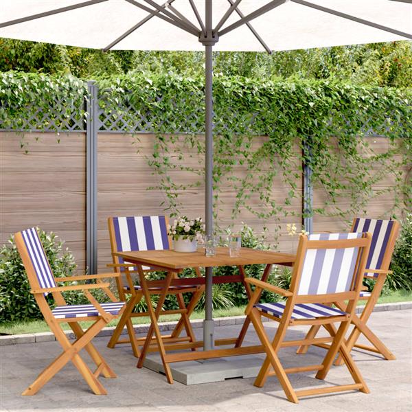 Grote foto vidaxl 5 delige tuinset massief hout en stof blauw en wit tuin en terras tuinmeubelen