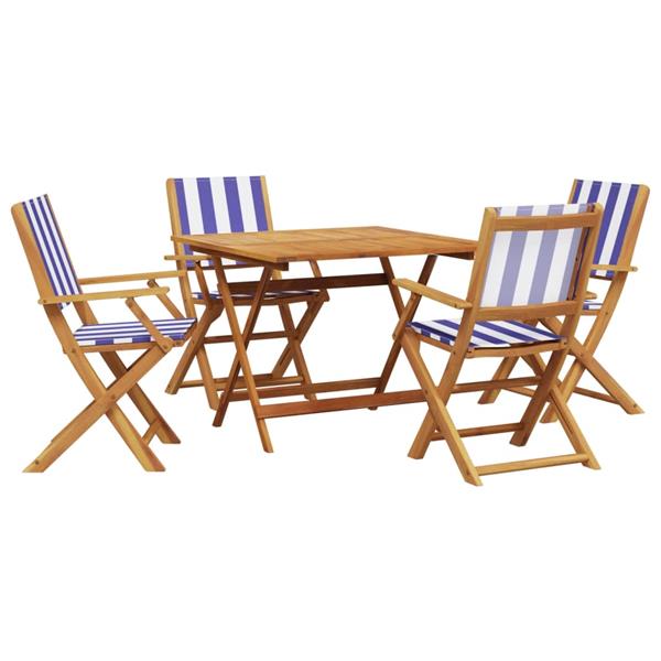 Grote foto vidaxl 5 delige tuinset massief hout en stof blauw en wit tuin en terras tuinmeubelen