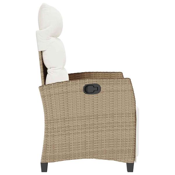 Grote foto vidaxl verstelbare tuinstoel met bijzettafel poly rattan beige tuin en terras tuinmeubelen