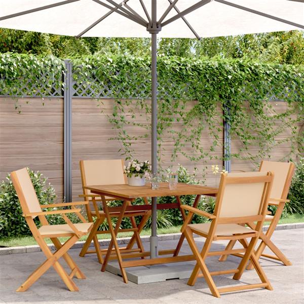 Grote foto vidaxl 5 delige tuinset massief hout en stof beige tuin en terras tuinmeubelen