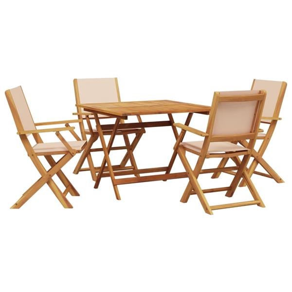 Grote foto vidaxl 5 delige tuinset massief hout en stof beige tuin en terras tuinmeubelen
