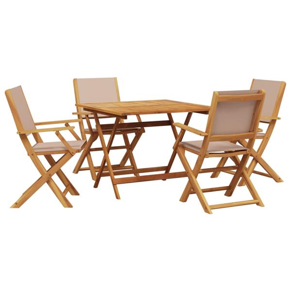 Grote foto vidaxl 5 delige tuinset massief hout en stof taupe tuin en terras tuinmeubelen