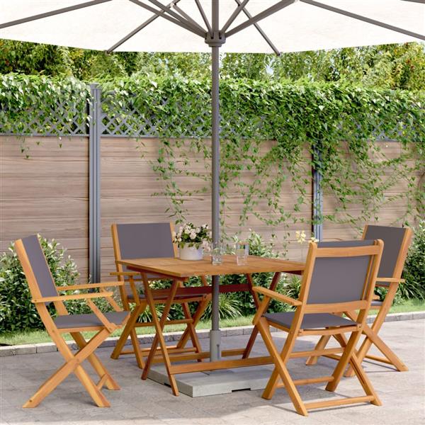 Grote foto vidaxl 5 delige tuinset massief hout en stof antracietkleurig tuin en terras tuinmeubelen