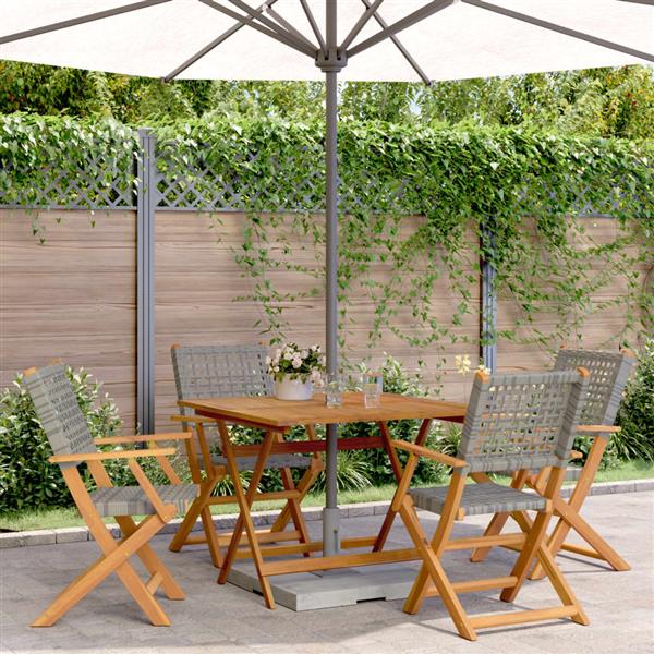 Grote foto vidaxl 5 delige tuinset poly rattan en massief hout grijs tuin en terras tuinmeubelen