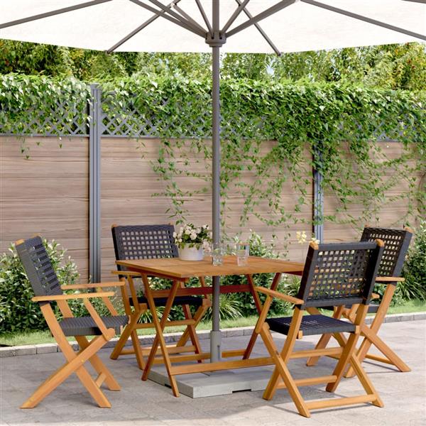 Grote foto vidaxl 5 delige tuinset poly rattan en massief hout zwart tuin en terras tuinmeubelen