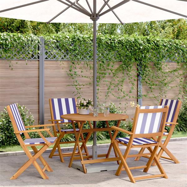 Grote foto vidaxl 5 delige tuinset massief hout en stof blauw en wit tuin en terras tuinmeubelen