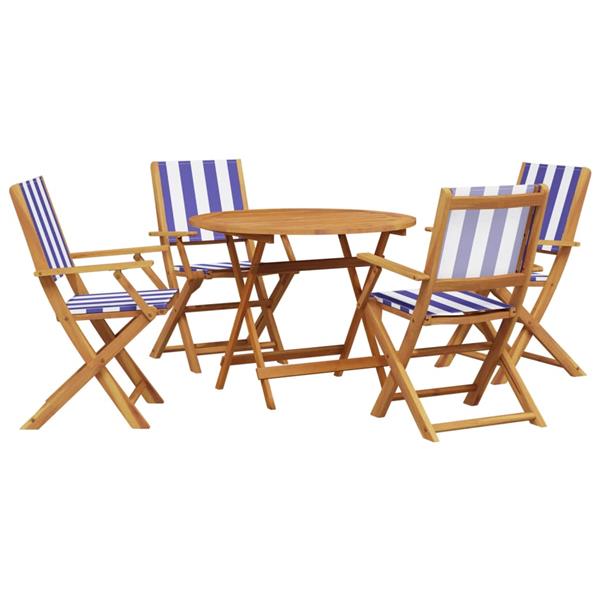 Grote foto vidaxl 5 delige tuinset massief hout en stof blauw en wit tuin en terras tuinmeubelen