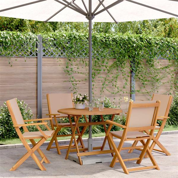 Grote foto vidaxl 5 delige tuinset massief hout en stof taupe tuin en terras tuinmeubelen