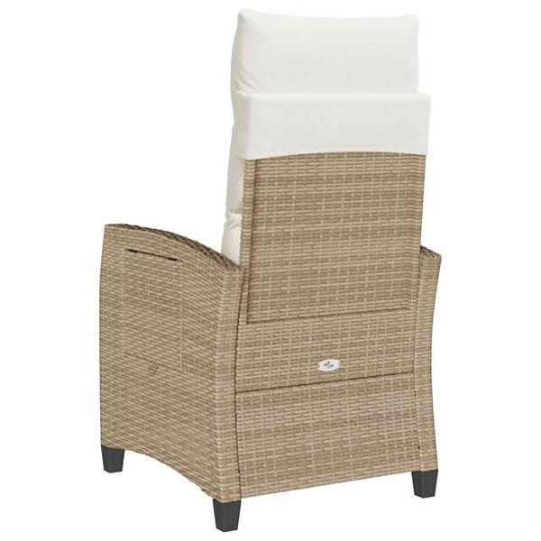 Grote foto vidaxl verstelbare tuinstoel met bijzettafel poly rattan beige tuin en terras tuinmeubelen