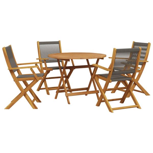 Grote foto vidaxl 5 delige tuinset polypropeen en massief hout grijs tuin en terras tuinmeubelen
