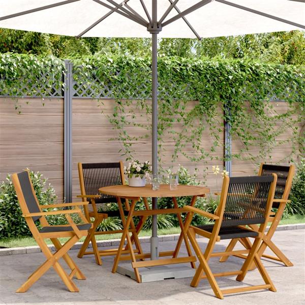 Grote foto vidaxl 5 delige tuinset polypropeen en massief hout zwart tuin en terras tuinmeubelen