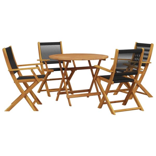 Grote foto vidaxl 5 delige tuinset polypropeen en massief hout zwart tuin en terras tuinmeubelen