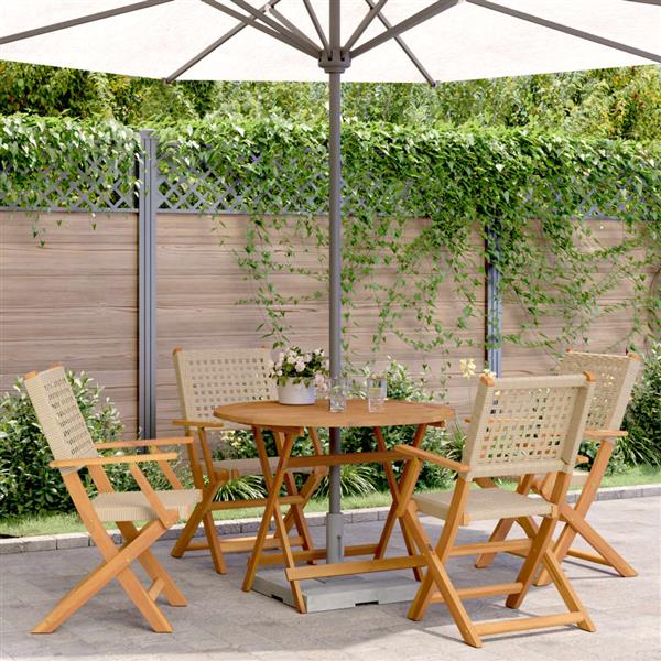 Grote foto vidaxl 5 delige tuinset poly rattan en massief hout beige tuin en terras tuinmeubelen