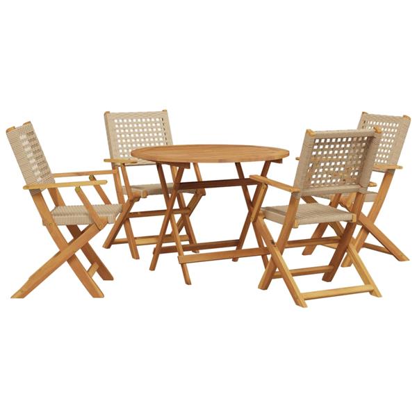 Grote foto vidaxl 5 delige tuinset poly rattan en massief hout beige tuin en terras tuinmeubelen