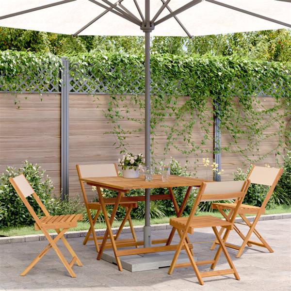 Grote foto vidaxl 5 delige tuinset massief hout en stof beige tuin en terras tuinmeubelen