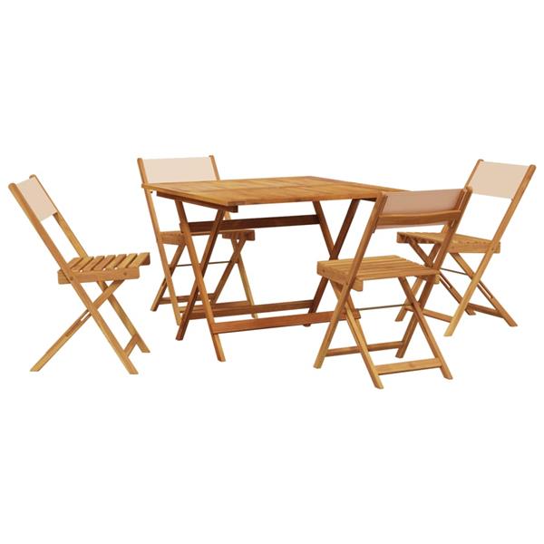Grote foto vidaxl 5 delige tuinset massief hout en stof beige tuin en terras tuinmeubelen