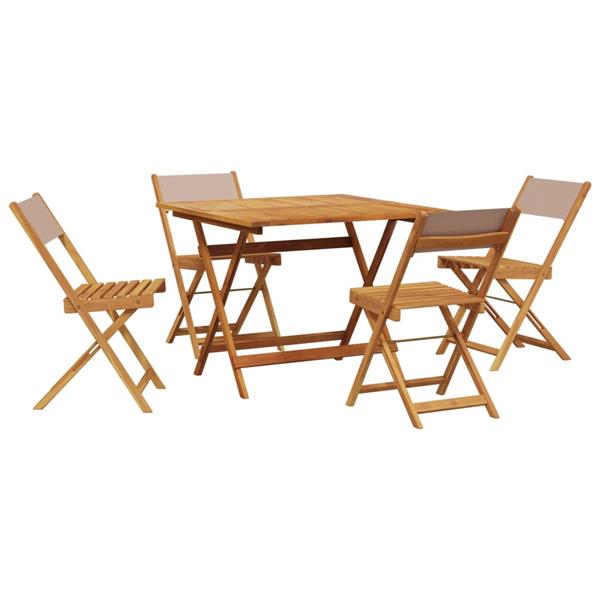 Grote foto vidaxl 5 delige tuinset massief hout en stof taupe tuin en terras tuinmeubelen