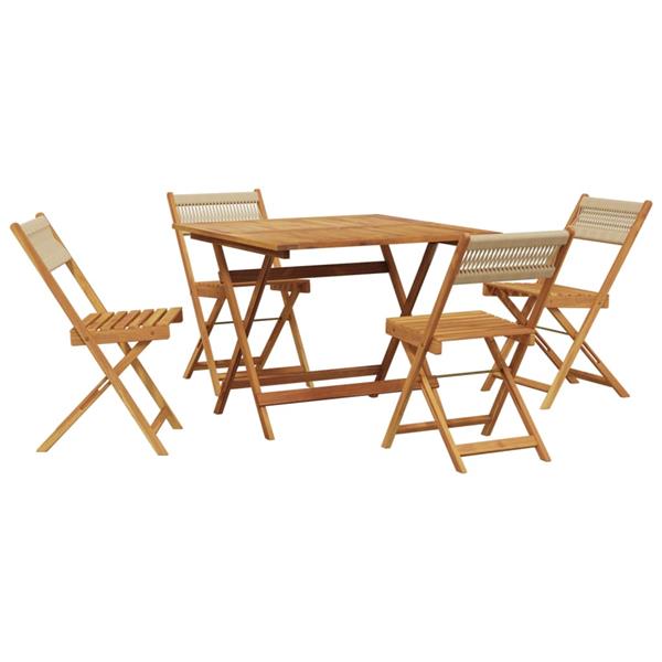 Grote foto vidaxl 5 delige tuinset polypropeen en massief hout beige tuin en terras tuinmeubelen