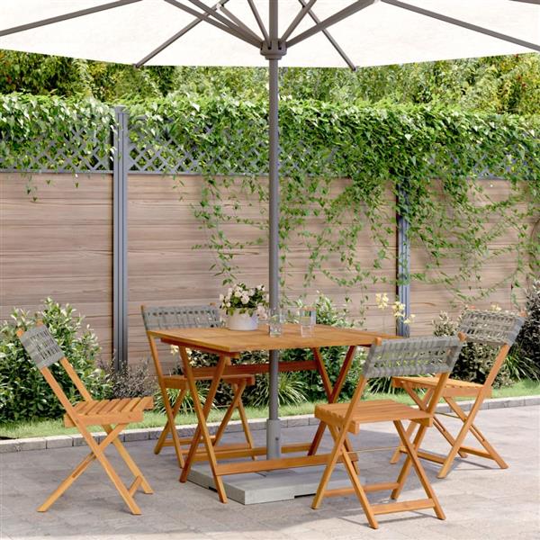 Grote foto vidaxl 5 delige tuinset poly rattan en massief hout grijs tuin en terras tuinmeubelen