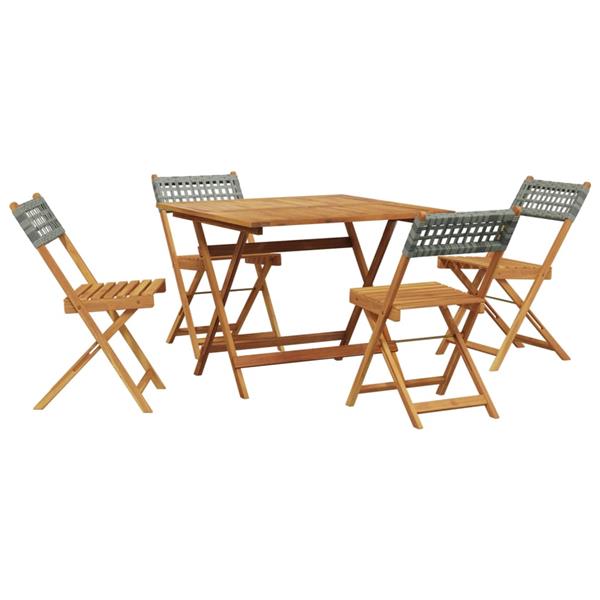 Grote foto vidaxl 5 delige tuinset poly rattan en massief hout grijs tuin en terras tuinmeubelen