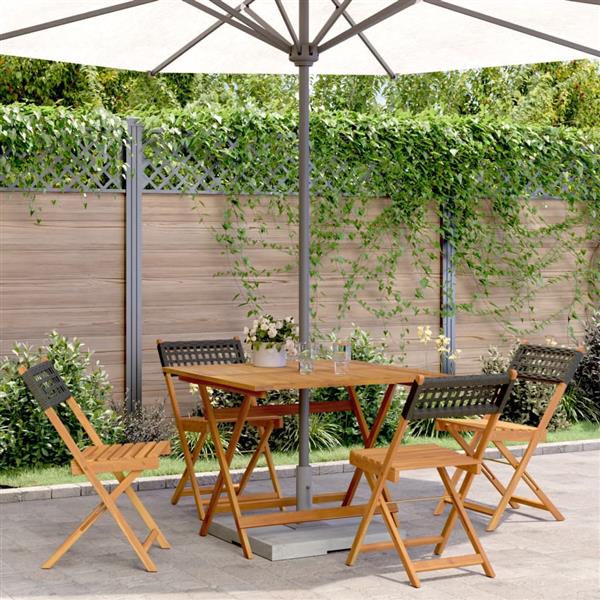 Grote foto vidaxl 5 delige tuinset poly rattan en massief hout zwart tuin en terras tuinmeubelen