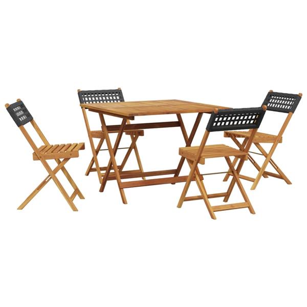 Grote foto vidaxl 5 delige tuinset poly rattan en massief hout zwart tuin en terras tuinmeubelen