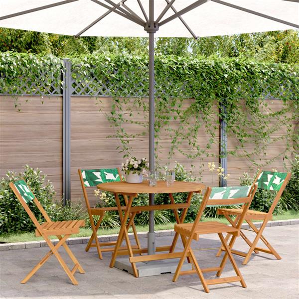 Grote foto vidaxl 5 delige tuinset bladpatroon stof en massief hout tuin en terras tuinmeubelen