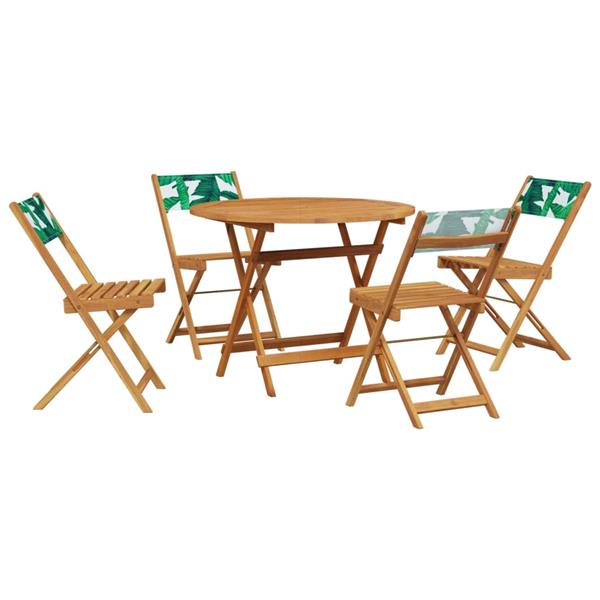 Grote foto vidaxl 5 delige tuinset bladpatroon stof en massief hout tuin en terras tuinmeubelen