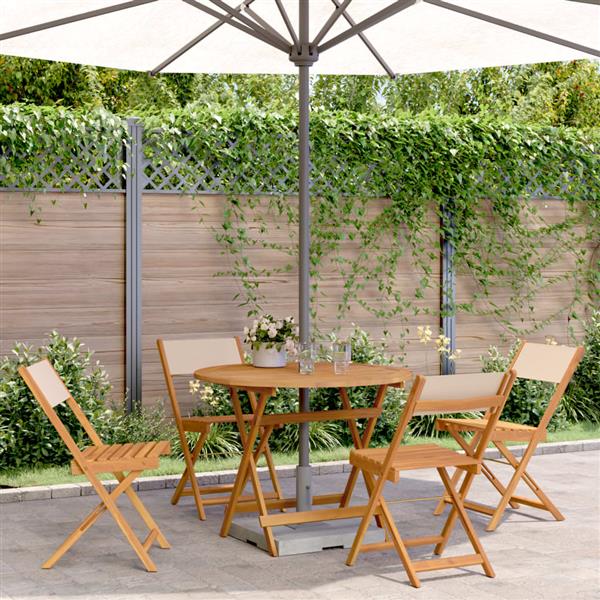Grote foto vidaxl 5 delige tuinset massief hout en stof beige tuin en terras tuinmeubelen