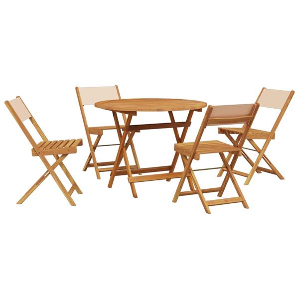 Grote foto vidaxl 5 delige tuinset massief hout en stof beige tuin en terras tuinmeubelen