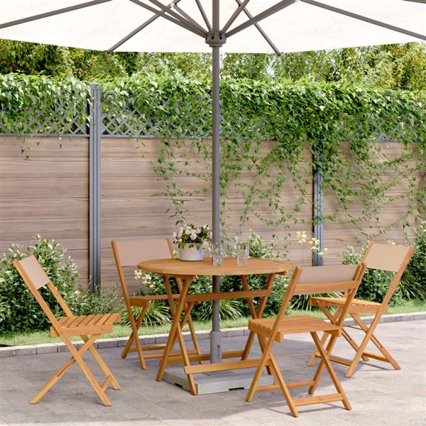 Grote foto vidaxl 5 delige tuinset massief hout en stof taupe tuin en terras tuinmeubelen