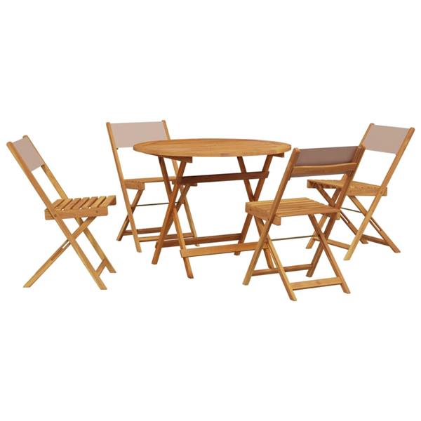 Grote foto vidaxl 5 delige tuinset massief hout en stof taupe tuin en terras tuinmeubelen