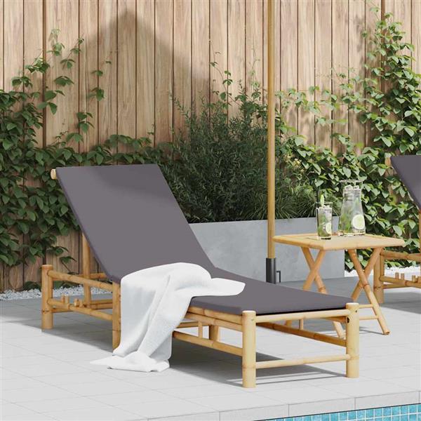 Grote foto vidaxl ligstoel met kussens 55x199x30 cm bamboe tuin en terras tuinmeubelen