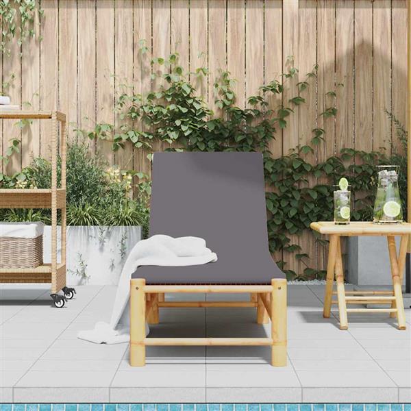 Grote foto vidaxl ligstoel met kussens 55x199x30 cm bamboe tuin en terras tuinmeubelen