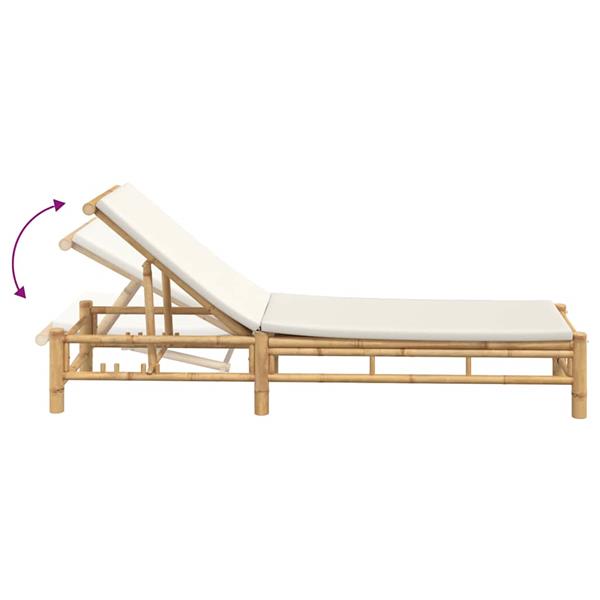Grote foto vidaxl ligstoel met kussens 55x199x30 cm bamboe tuin en terras tuinmeubelen