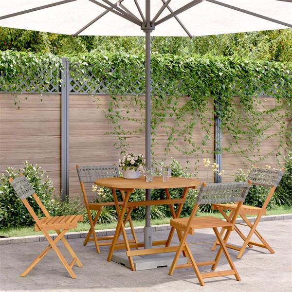 Grote foto vidaxl 5 delige tuinset poly rattan en massief hout grijs tuin en terras tuinmeubelen