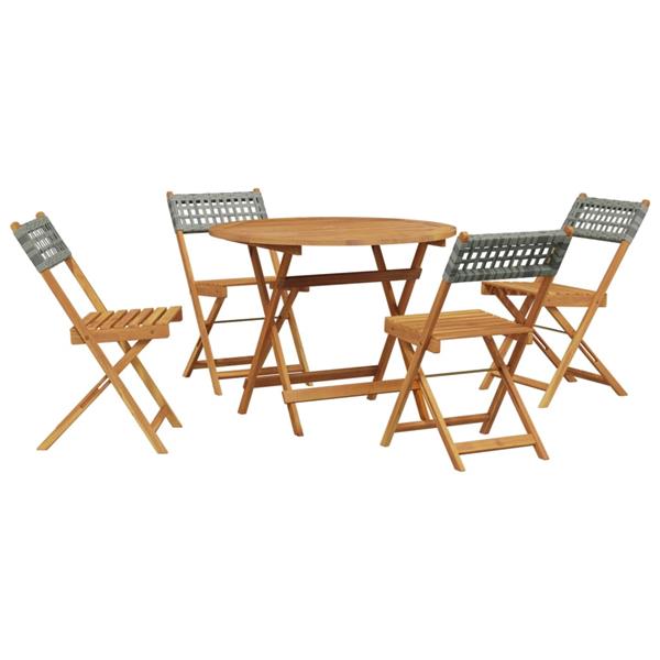 Grote foto vidaxl 5 delige tuinset poly rattan en massief hout grijs tuin en terras tuinmeubelen