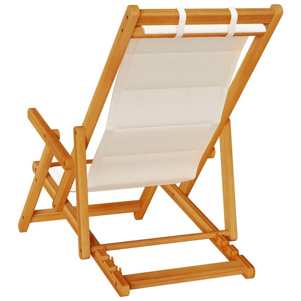 Grote foto vidaxl strandstoel inklapbaar met armleuningen acaciahout en textileen tuin en terras tuinmeubelen